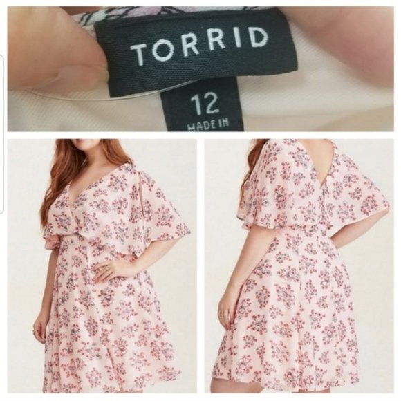 🆕️ Torrid Pink Floral Chiffon Dress Sz. 12 - Picture 1 of 9